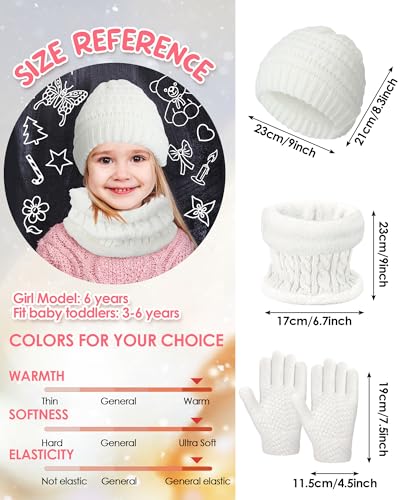 9 Pcs Kids Winter Beanie Hat Scarf Gloves Set for 1-3-6 Years Old Boys Girls, Knit Thick Warm Fleece Lined Thermal Sets