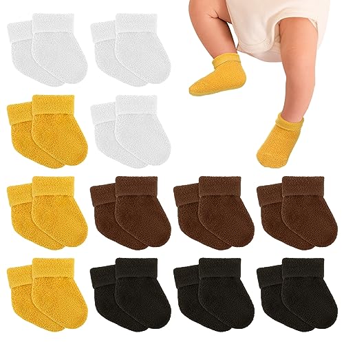 Hercicy 12 Pairs Warm Preemie Socks Soft Plush Preemie Socks Preemie Socks Winter Thick Baby Fuzzy Socks for Preemie Boys Girls Cozy