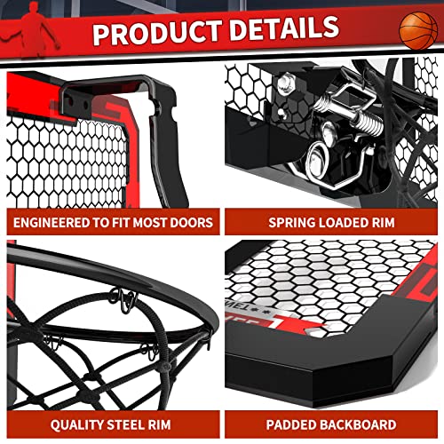 Basketball Hoop Indoor for Kids 16.5" X 12.5" - Mini Basketball Hoop for Door with 2 Balls & Complete Basketball Accessories，Basketball Toy for Kids Boys Teens，Perfect for A Basketball Lover as Gift…