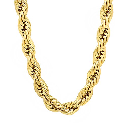 The Bling Factory 2mm-6mm 14k Yellow Gold Plated Twisted Rope Chain Necklace or Bracelet