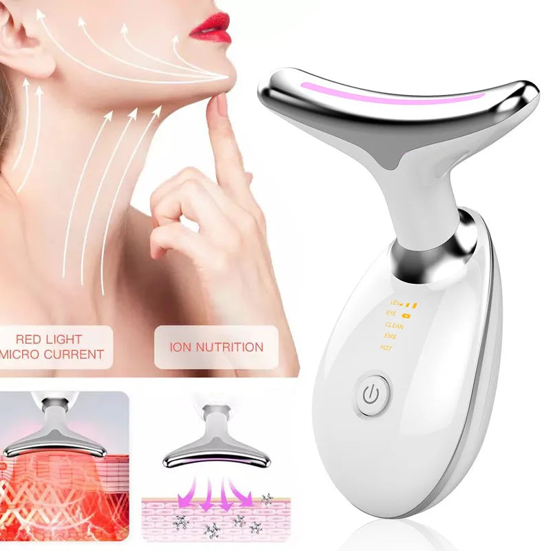 Electric Microcurrent Wrinkle Remover LED Photon Face Beauty Device for Woman EMS Thermal Neck Lifting and Tighten Massager