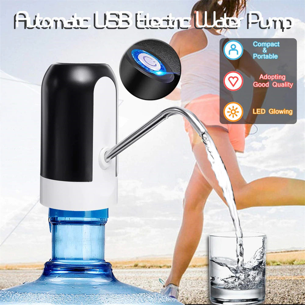 Electric Portable Water Dispenser Pump for 5 Gallon Bottle Usb Charge with Extension Hose Barreled Tools