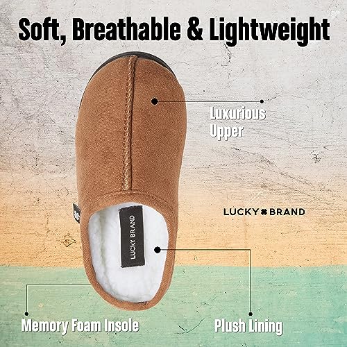 Lucky Brand Boys Memory Foam Microsuede Sherpa Clog Slippers, Fuzzy Non Slip Indoor Outdoor House Shoes, Kids Bedroom Clogs
