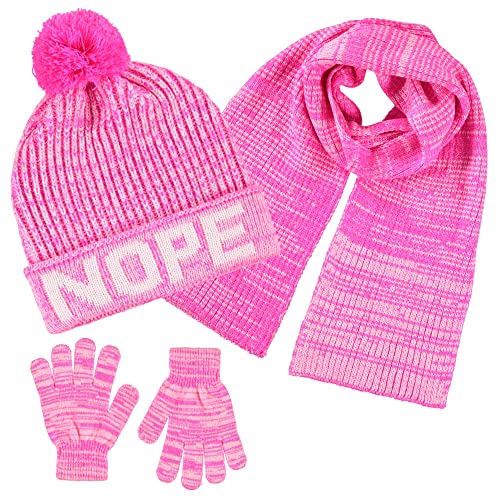 Swak Girls Hat,Scarf & Glove Set-Kids Cold Weather Winter Accessories-Childrens 3 Pc Beanie set-Big Girls Hat Scarves & Glove