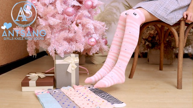 ANTSANG Kids Girls Knee High Socks Long Boot Crazy Silly Fun Gift Cute Tall Animal Socks for Child 6 Pairs