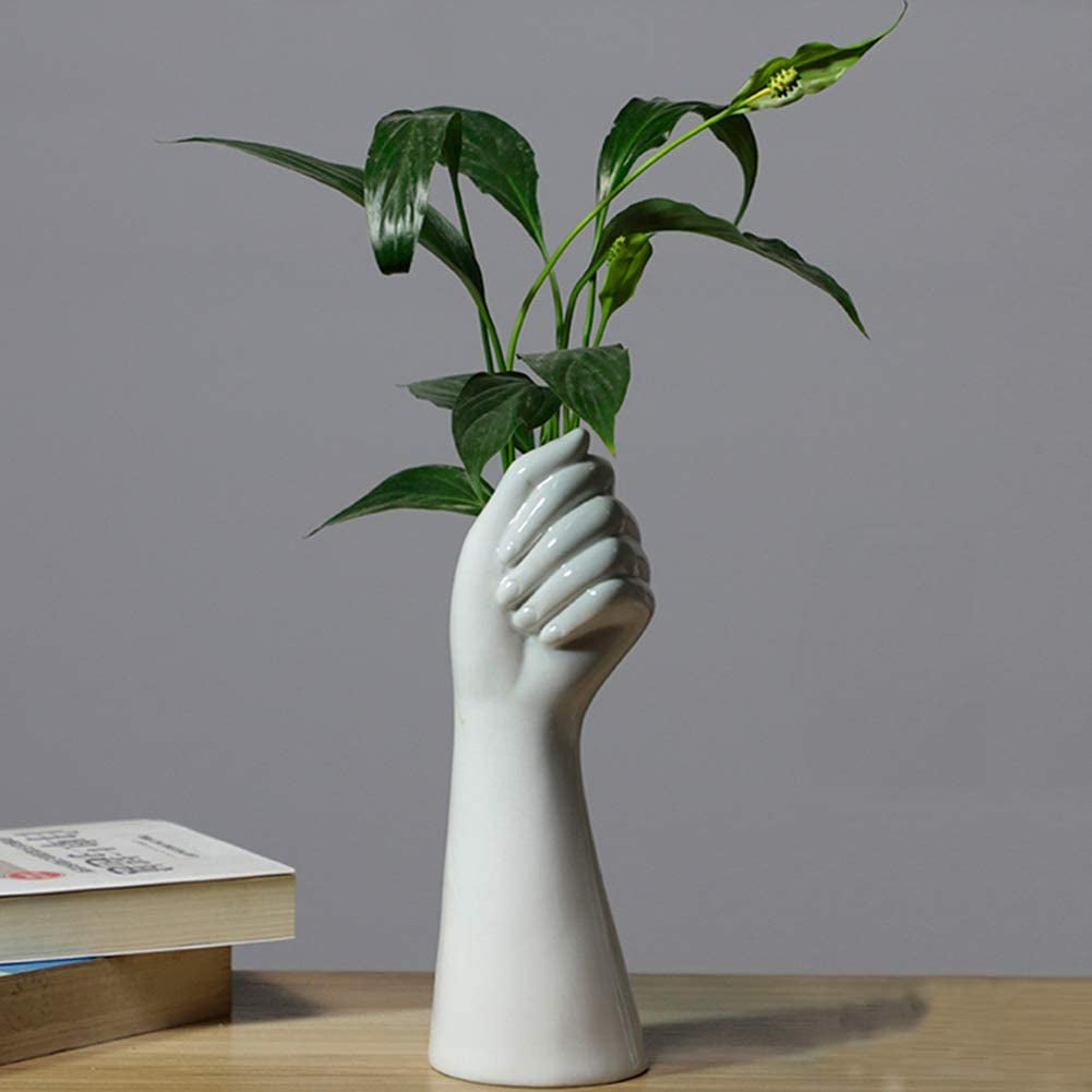 White Ceramic Vases Hand Bud Flower Vase for Decor Hhydroponic Floral Arrangement Table Decorative
