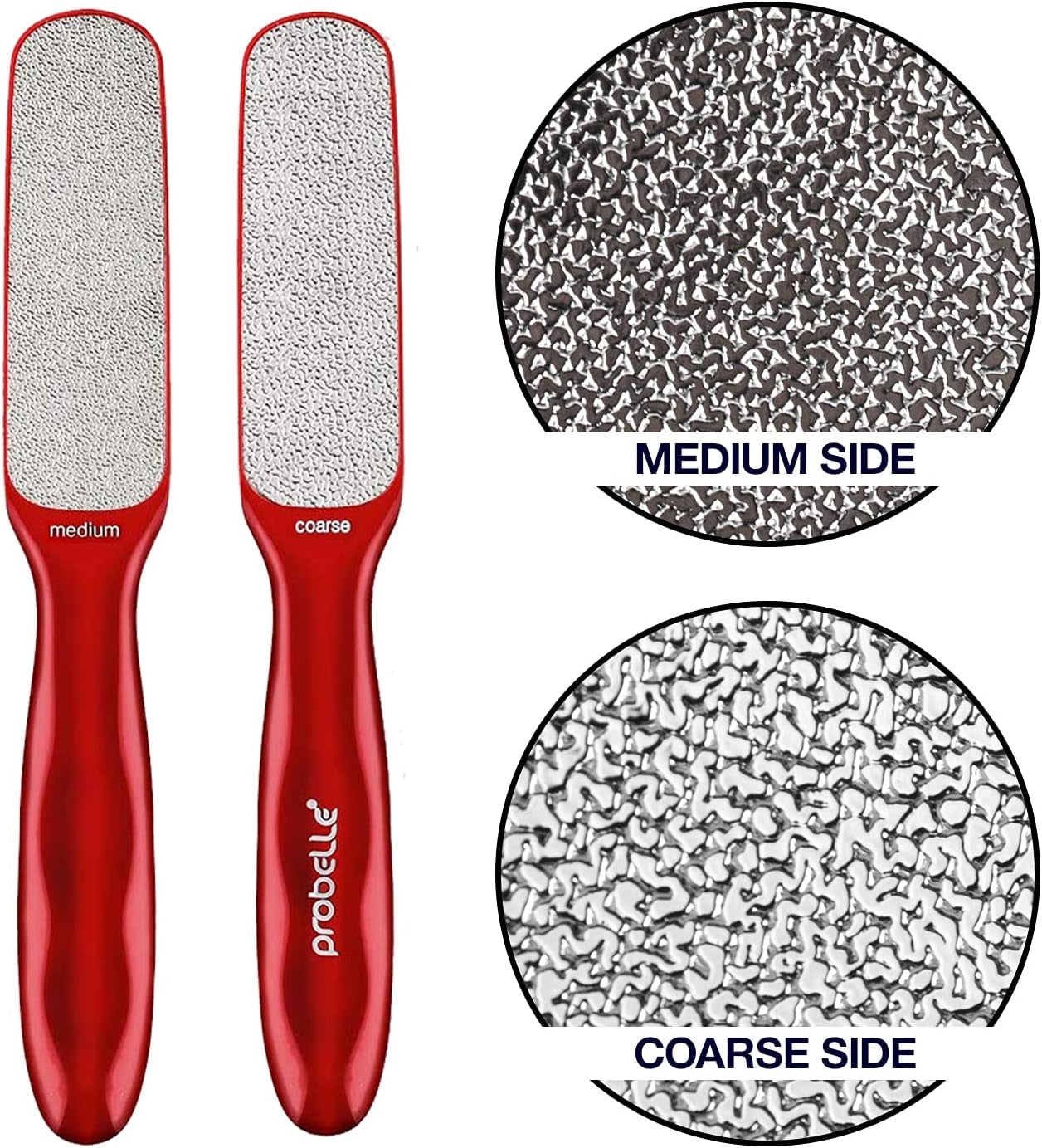 Double Sided Multidirectional Nickel Foot File Callus Remover - Immediately Reduces Calluses and Corns to Powder for Instant Results, Safe Tool (Red)