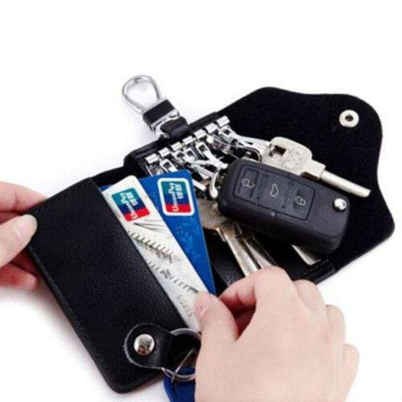 New Key Holder Wallet Genuine Leather Unisex Solid Key Wallet Organizer Bag Car Housekeeper Wallet Card Holder TR883579