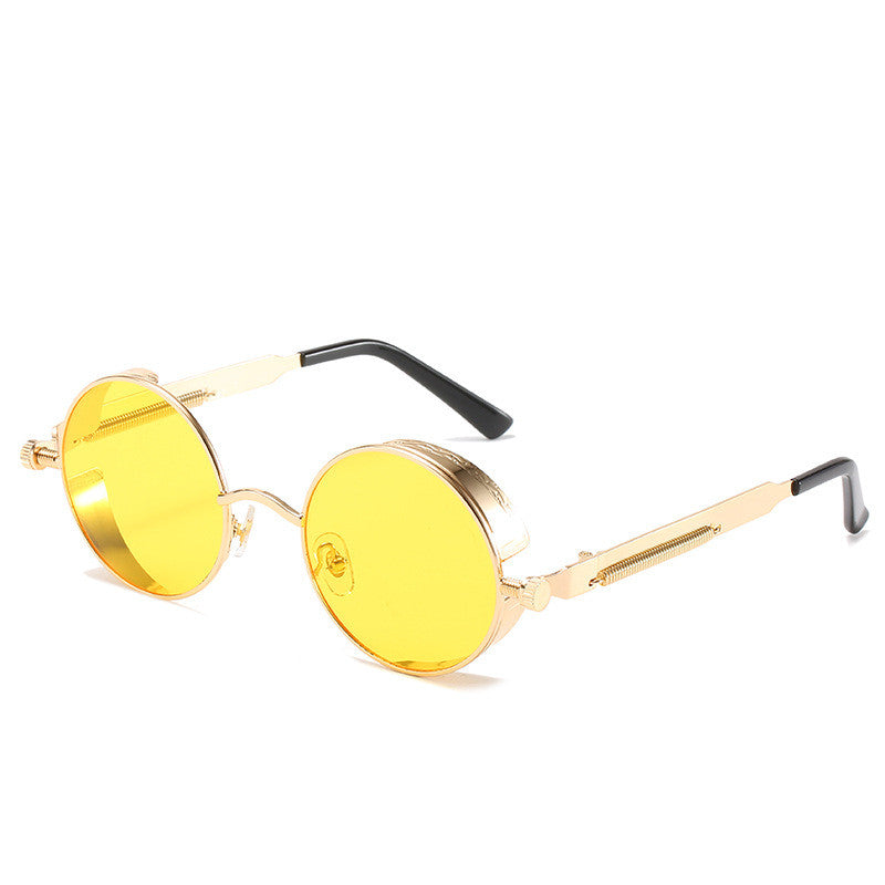 Round Frame Retro Frame Punk Sunglasses Trendy Sunglasses Color Lens HD Sunglasses