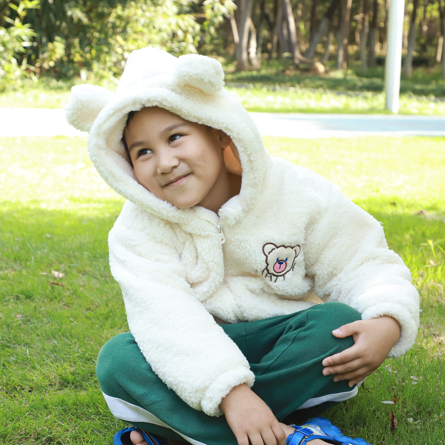NinkyNonk Toddler Winter Fleece Jacket Unisex Baby Boy Girl Warm Hooded Coat with Sherpa Lining