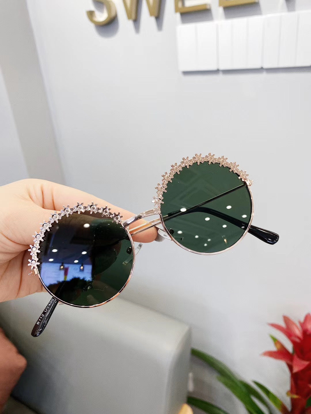 Children'S Fashion Flower Sunglasses Metal Texture Kids Sunglasses