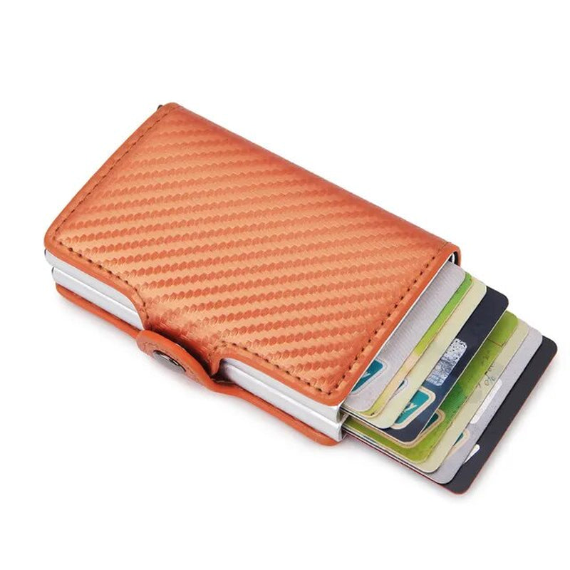 Carbon Fiber Credit Card Holder Mens Double anti Rfid Bank Cardholder Case Wallet Metal Business Bank Minimalist Wallet Gift