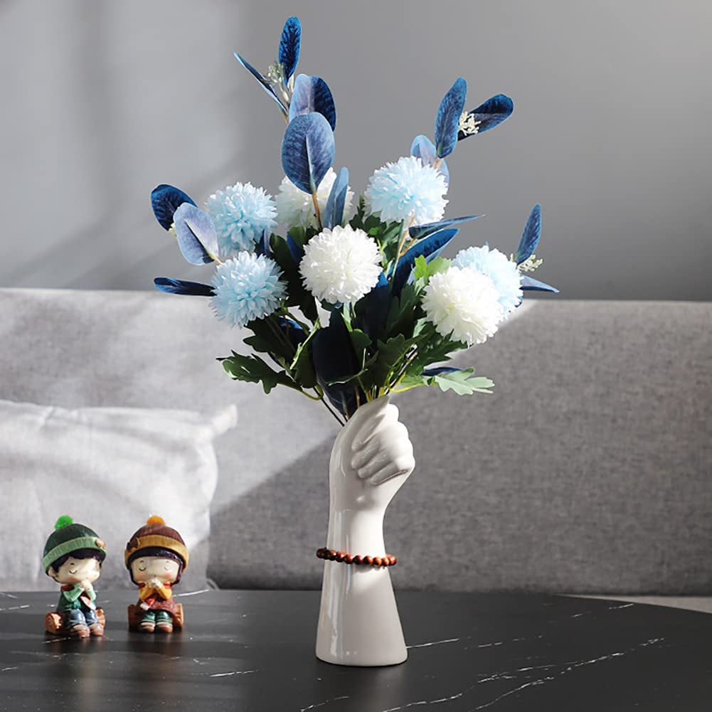 White Ceramic Vases Hand Bud Flower Vase for Decor Hhydroponic Floral Arrangement Table Decorative