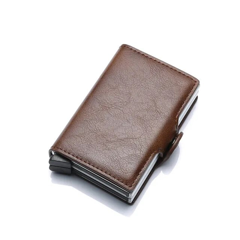 Carbon Fiber Credit Card Holder Mens Double anti Rfid Bank Cardholder Case Wallet Metal Business Bank Minimalist Wallet Gift