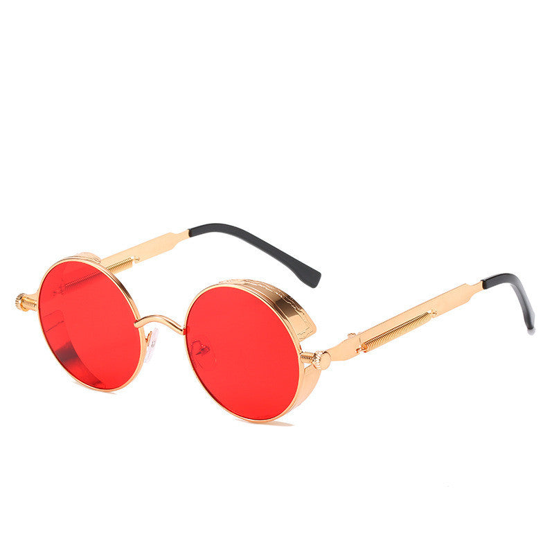 Round Frame Retro Frame Punk Sunglasses Trendy Sunglasses Color Lens HD Sunglasses