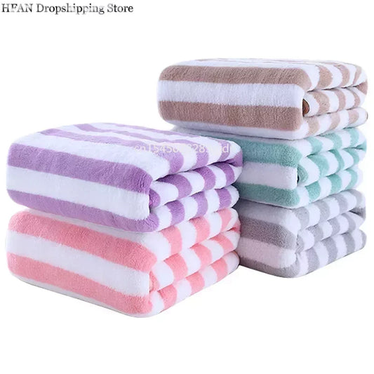 35X75Cm Stripes Absorbent Quick Drying Bath Towel Sets Soft Adults Face Hand Towels Bathroom Microfiber Swim Bath Towels