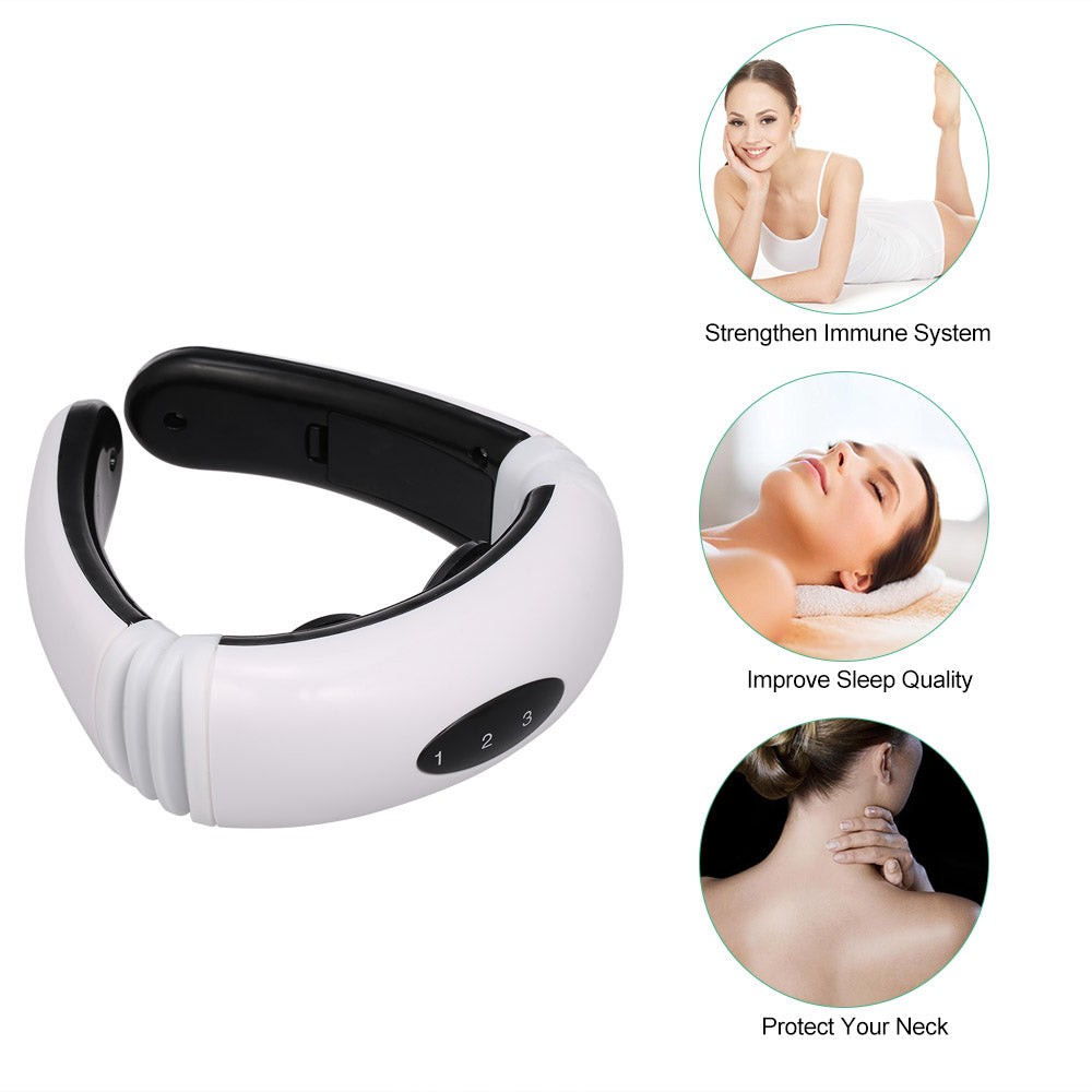 Multi-Functional Neck Massager Massage Device Electric Muscle Vibration Stimulation Relaxation Instrument for Neck Health Care