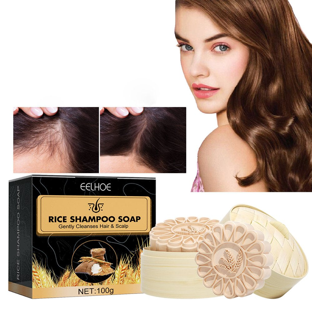 Anti-Hair Loss Rice Shampoo Bar Rice Water Shampoo and Conditioner for Hair Growth Hair Loss Oil Control Shampoo Soap with Storage Box