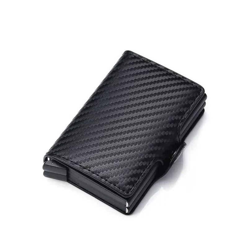 Carbon Fiber Credit Card Holder Mens Double anti Rfid Bank Cardholder Case Wallet Metal Business Bank Minimalist Wallet Gift